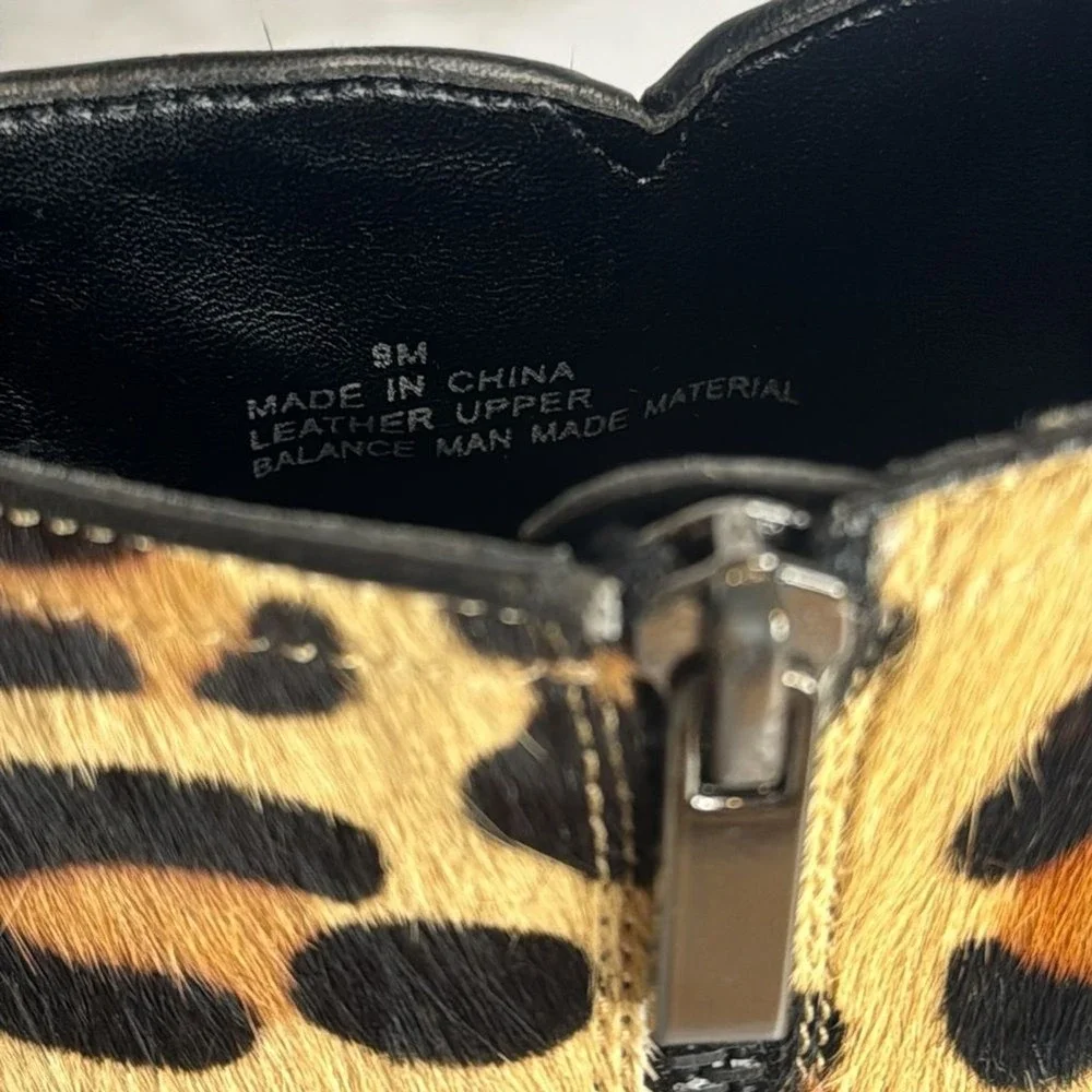 Beverly Feldman Women's Leopard Print Calf Hair Ankle Boots Size 9M